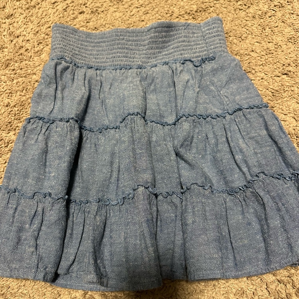 Blue Tiered Denim Skirt